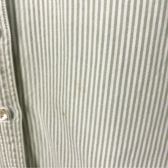 L.L. Bean Green & White Seersucker Stripe Long Sleeve Button Down 1X - Picture 4 of 4